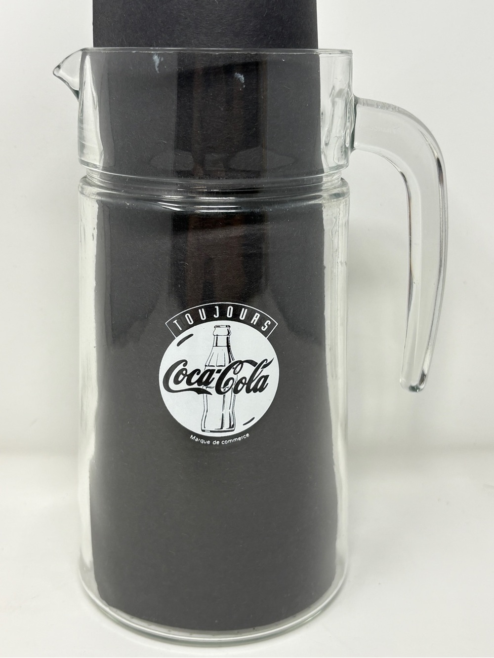 Coca-Cola Clear Glass Pitcher with White Logo